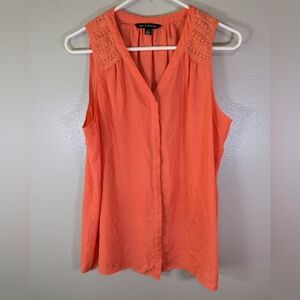 Zac & Rachel sleeveless orange blouse button up size L
